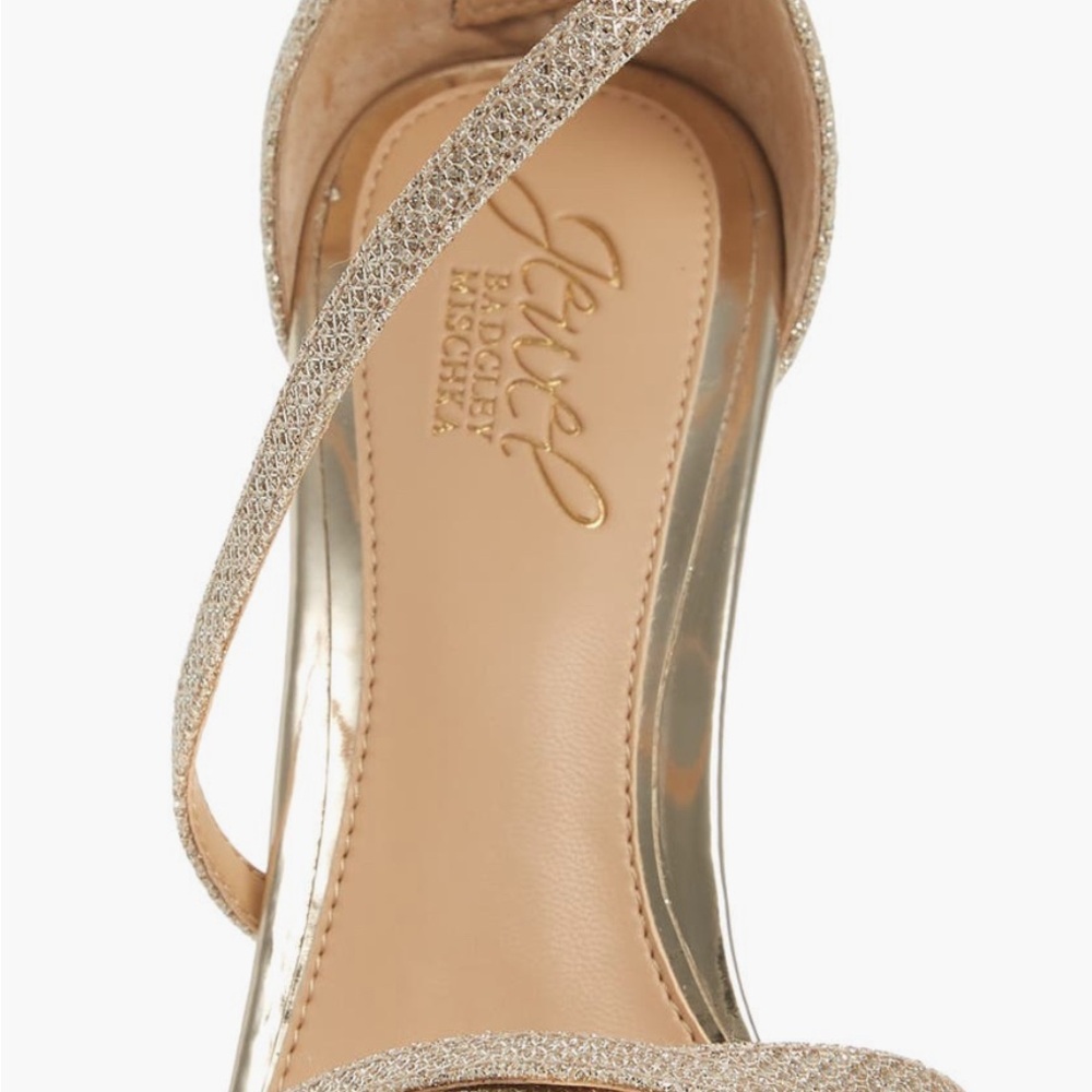 Badgley Mischka Galen Gold Glitter Platform Heels Size 8.5 - Picture 4 of 7